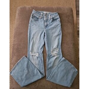 Stellar Stretch L Wash Levi's 726 High Rise Distressed Flare Jeans - Size 25